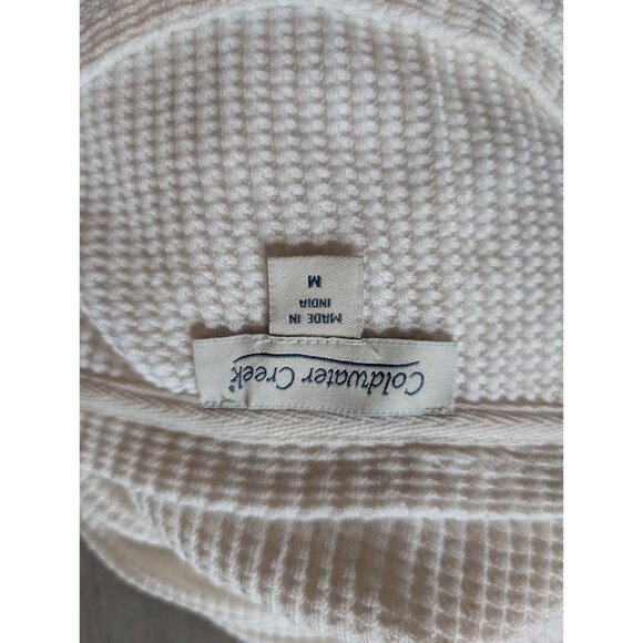 Coldwater Creek White Waffle Knit Long Sleeve Top Button Cuffs Size M - Picture 4 of 8
